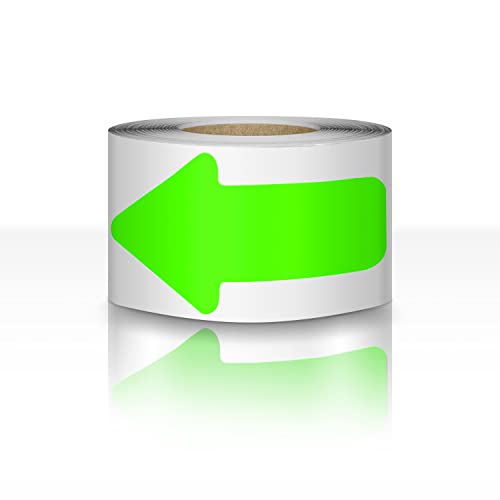 EVQ Fluorescent Green Arrow Floor Sticker Tape 3 x 6 Inch Vinyl 200 PCS - color: Fluorescent Green, size: 3"×6"