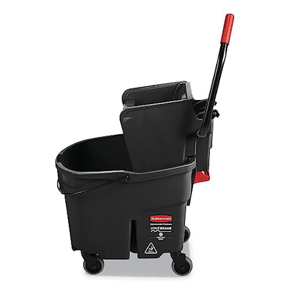 Rubbermaid Commercial Products WaveBrake 35 QT Side-Press Mop Bucket and Wringer Combo on Wheels with Dirty Water Bucket, Black, for Heavy-Duty Floor Cleaning - color: Black
