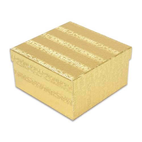 TheDisplayGuys 25 Cardboard Gift Jewelry Boxes w/Paddings #34-3.9x3.9x2 - color: Gold Foil