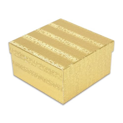 TheDisplayGuys 25 Cardboard Gift Jewelry Boxes w/Paddings #34-3.9x3.9x2 - color: Gold Foil