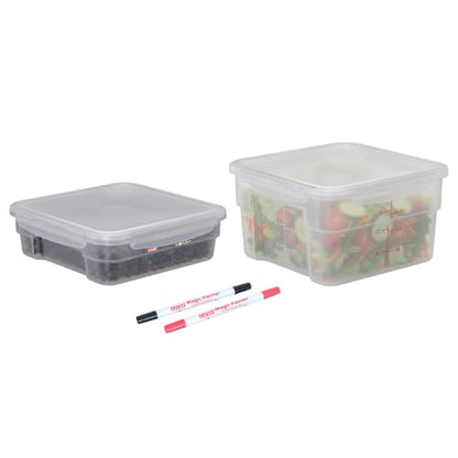 2 Pack Airtight Commercial Food Storage Set, 2 QT & 4 QT BPA-Free Translucent Polypropylene, Stackable, Gold Scale Markings for Dry Ingredients, Shallow Model - size: 2(QT)+4.0(QT)-Shallow