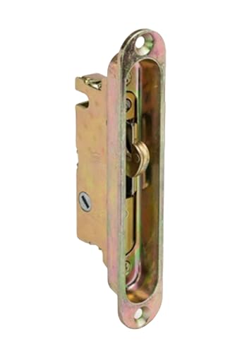 Sliding Glass Door Replacement Mortise Lock with Recessed Adapter Trim Plate, 5-1/4” Screw Holes, 45 Degree Keyway | 1" Wide Mortise Lock Latch Replacement Locking Mechanism Hardware Parts - size: Mortise Lock with Trim Plate