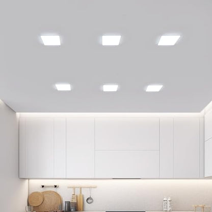 DELIPOP 6 Pack 4.72 Inch LED Square Recessed Lighting, 6500K Ultra Thin Frameless Led Downlight Lighting, 20W Slim Panel Ceiling Light for Bathroom Kitchen Basement - size: 4.72in-6500K-6Pack