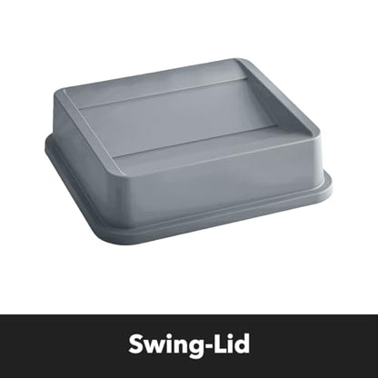 Gray, 19 Gallon Square Commercial Trash Can with Swing Lid, Heavy-Duty Garbage Can, Industrial Trash Bin for Restaurants/Warehouse/Commercial Facilities - color: Gray, size: 19 Gallon with Lid