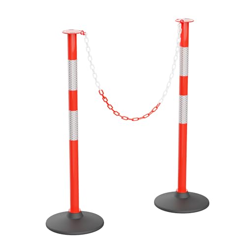 RoadHero 2 Pack 34 Inch Traffic Delineator Posts Cones, Orange - color: Orange