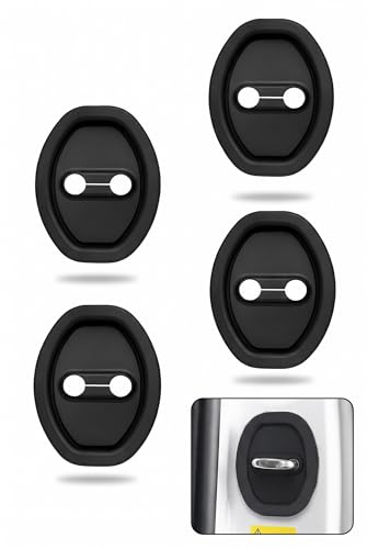 4 PCS Car Door Latch Guard, Silicone Car Door Latch Covers, Black - color: Black
