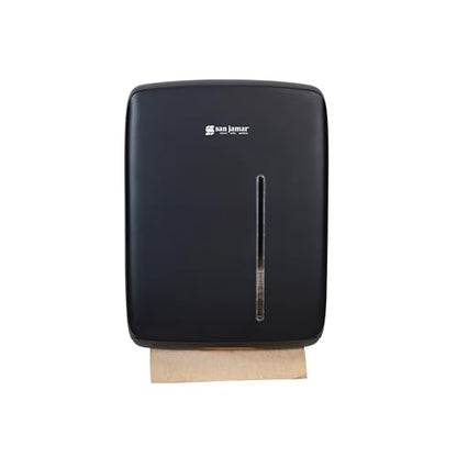 San Jamar Timeless Commercial Folded/Multifold Paper Towel Dispenser for Bathroom and Kitchen, Black, Universal Paper, Wall Mounted