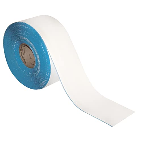 SmartSign White 4 inch x 100 feet Floor Marking Tape, 32 mil Vinyl Floor Tape, Superior Mark Industrial Use Safety Tape with Beveled Edges, Strong Adhesive, for Gym/Warehouse/Courts - color: White, size: 4" x 100'