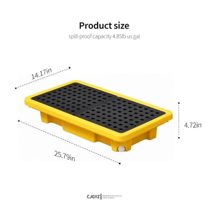 3 Set Spill Containment Pallet with Drain 26x14x4.7in 5.3Gal Capacity Spill Control for Countertop lab Chemical Containers Tabletop Garage Modular Nestable Easy (26x14x5in, 3 Pack) - size: 26x14x5in, 3 Pack