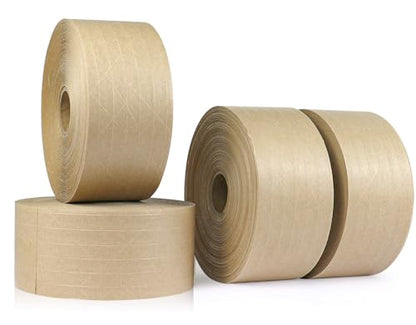 BOMEI PACK Reinforced Kraft Paper Packing Tape, 4 Pack 2.75 inch x 380 ft, Water Activated Gummed Kraft Tape for Heavy Duty Secure Packing, Shipping and Moving - size: 4Rolls (2.75in x 380feet)
