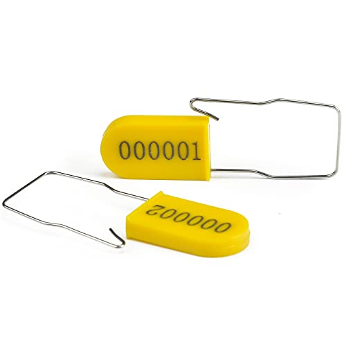 100PCS Plastic Padlock Security Seals Metal Wire Padlocks Electric Meter Seal Disposable Anti-Tamper Lock Numbered Anti Tamper Tag Hasps Yellow - color: Yellow, size: 100 PCS