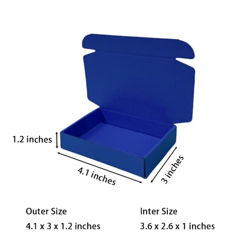 100 Pack 4.1x3x1.2 in Industrial Blue Mini Shipping Boxes - color: Industrial Blue, size: 4.1x3x1.2 in