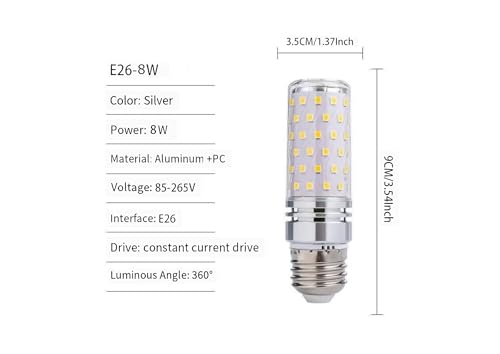 8W LED Corn Light Bulb - Equivalent 60W Incandescent, 800LM, E26 Base Daylight 6500K Non-Dimmable, 9-Pack - color: Daylight 9 Pack