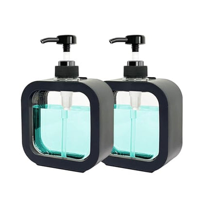 Hand Soap Dispenser for Bathroom, Modern Dish Soap Dispenser for Kitchen Sink, Liquid Soap Container with Pump, Clear Plastic Soap Pump Bottles (2 Packs,10oz, Black) - color: Black 300ml