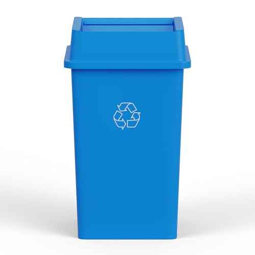 35 Gallon Blue Square Commercial Trash Garbage Can with Lid | Outdoor Office Restaurant School Kitchen - color: Blue, size: 35 Gallon, style: Trash Can with Lid