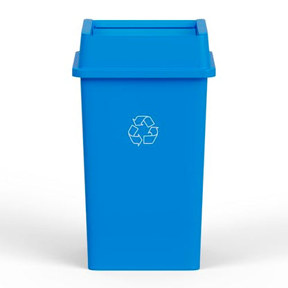 35 Gallon Blue Square Commercial Trash Garbage Can with Lid | Outdoor Office Restaurant School Kitchen - color: Blue, size: 35 Gallon, style: Trash Can with Lid