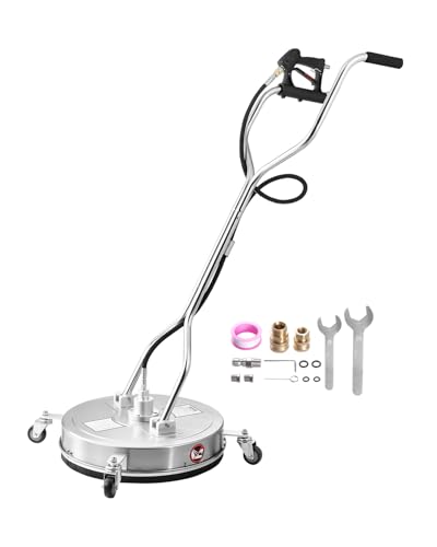 VEVOR 20 Inch Pressure Washer Surface Cleaner, 4000 PSI Stainless Steel Attachment with 4 Wheels, 2 Nozzles, 3/8 Inch Quick Connect and Dual Handle for Concrete, Patio, Sidewalk - size: 20 Inch w/ Handle & Wheels