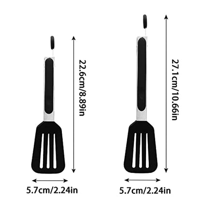 2 Pack Stainless Steel Silicone Cooking & Serving Tongs, 7 & 9 Inch - color: Black, size: 7 & 9 inch