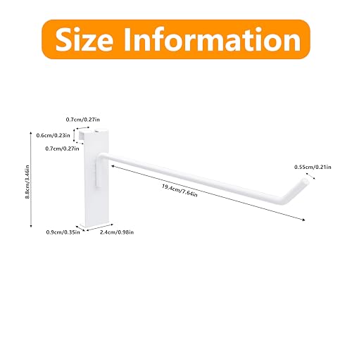 8-inch White Gridwall Hanger, 25PCS Metal Gridwall Hanging Hangers - color: White, size: 8 Inch