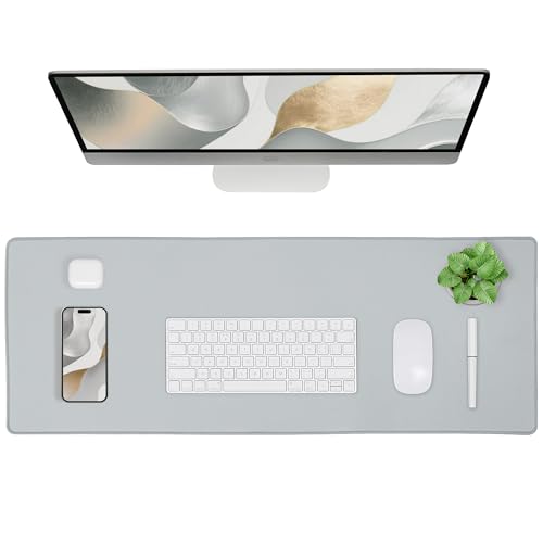 ALOANES Non-Slip Extended Mouse Pad Office&Home Desk Mat Stitched Edge - color: Light Gray, size: 27.6L x 11.8W inches