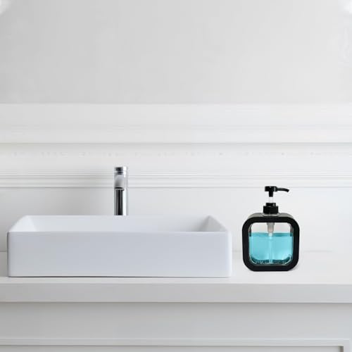 Hand Soap Dispenser for Bathroom, Modern Dish Soap Dispenser for Kitchen Sink, Liquid Soap Container with Pump, Clear Plastic Soap Pump Bottles (2 Packs,10oz, Black) - color: Black 300ml