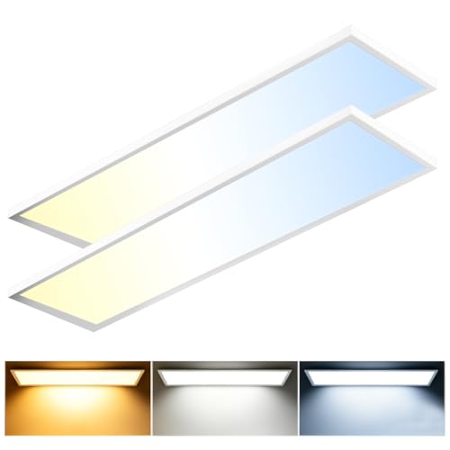 1x4 LED Flat Panel Light, 5500LM, 3CCT Selectable, Dimmable Ceiling Light - color: White, size: 2PACK