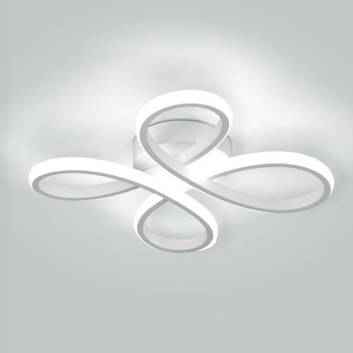 ADISUN Modern LED Ceiling Light, 6000K Semi Flush Mount Ceiling Light Fixture, Modern Unique Lights for Living Room Bedroom Corridor Aisle Hallway (L11.5*W11.5*H1.18) - color: White, size: 1 Pack