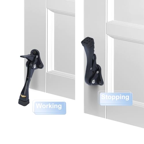 Nisorpa 12 Pieces Heavy Duty Black Door Stopper,Door Stops with Adjustable Rubber Tips for Bottom of Door Metal Kickdown Spring Door Stopper Kick Down Door Stop Door Prop to Keep Door Open