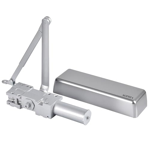 SOPHIA Automatic Door Closer Heavy Duty, Commercial Grade 1, Adjustable Spring Size 1-6 for High Traffic, ADA Compliant & UL Listed, Door Hydraulic Closer, Backcheck & Delayed Action, Silver - size: Size 1-6 Silver