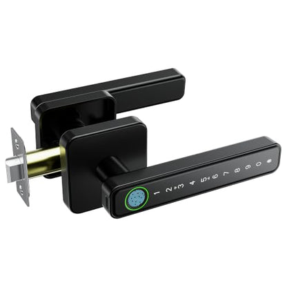 Smart Fingerprint Door Lock Knob, Biometric Keyless Entry Bedroom Handle - color: Black 02