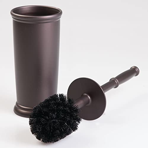 mDesign Toilet Bowl Brush and Holder - Covered Bathroom Brush - Standing Scrubber in Modern Holder - Space Saving, Deep Cleaning - 2 Pack - Hyde Collection, Bronze - color: Bronze, size: Pack of 2