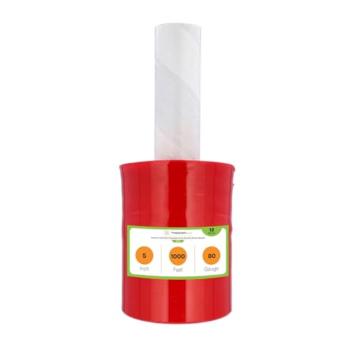 PSBM Dark Red Mini Stretch Film/Wrap with Handle 5" x 1000' 80 GA 12 Rolls - color: Red, size: 5 Inch