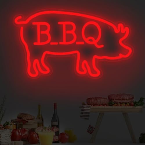 BBQ Pigs Neon Sign, Cute Pig LED Light for BBQ Restaraunt Frontstore - color: BBQ Pig