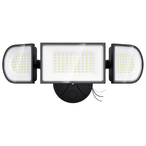 iMaihom 180W LED Security Light, 18000LM Flood Light Outdoor, Wired, Switch Controlled, IP65 Waterproof Exterior Floodlight, 6500K Daylight White, 3 Adjustable Heads for Garage, Yard, Entryway (Black) - color: Black