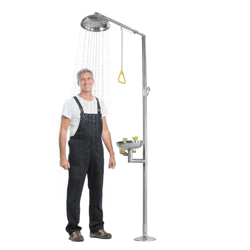 Combination Eye Wash Station and Shower 304 Stainless Steel Emergency Shower Eyewash Station 90.55 Inch for Industrial & Commercial & Lab Use