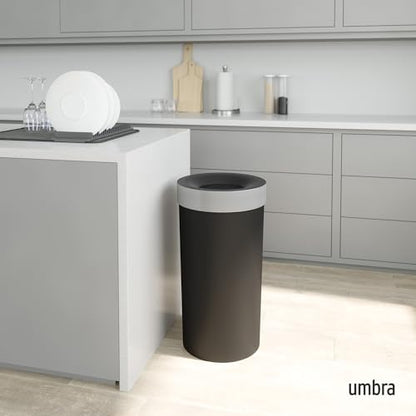 Umbra Vento Kitchen Trash Can, Open Top Bin, 16.5 Gallon, Black/Nickel - color: Black/Nickel