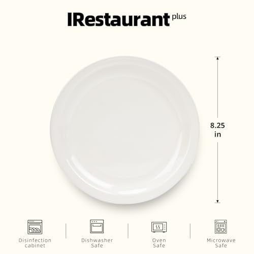 Stoneware Narrow Rim Commercial Grade Dinnerware, America White, Plate 8.25, Case of 36 - color: America White, size: Plate 8.25