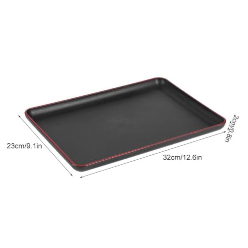 Limen Wood Grain Rectangular Acrylic Serving Tray, Non-Slip Base Rounded Edges Food Carry Platter for Home, Hotel, Restaurant(32 * 23cm/12.6 x 9.1in) - size: 12.6" x 9.1" x 0.8"