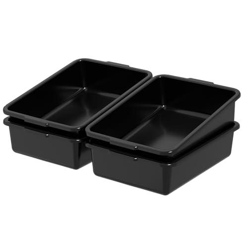 Sandmovie 13 L Plastic Bus Tubs, 4 Packs Plastic Commercial Bus Box, Black - size: 13 L