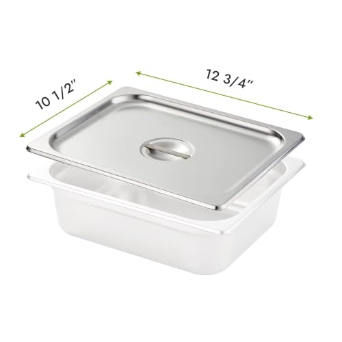 HECMAC 6-Pack 1/4 Size Hotel Pan Cover, Stainless Steel Solid Steam Table Catering Food Pan Lid with Handle, 23 Gauge - size: 1/4 Size, Plain Lid