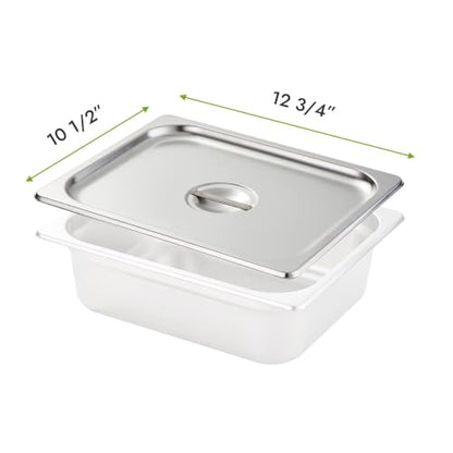 HECMAC 6-Pack 1/4 Size Hotel Pan Cover, Stainless Steel Solid Steam Table Catering Food Pan Lid with Handle, 23 Gauge - size: 1/4 Size, Plain Lid