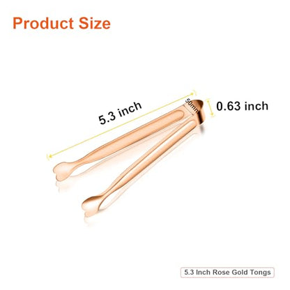 Small Serving Tongs, Anytrp 12-Pack Stainless Steel Sugar Tongs, 5.3inch Kitchen Metal Appetizers Tong for Serving Food, Buffets, Coffee Bar, Tea Party, Desserts Party and Ice Bucket - color: Rose Gold, size: 5.3inch-12pcs