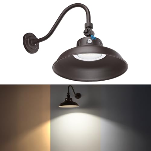 LEONLITE 3CCT 14 Inch Outdoor Barn Light, 120-277V, Integrated LED, Brown - color: Brown