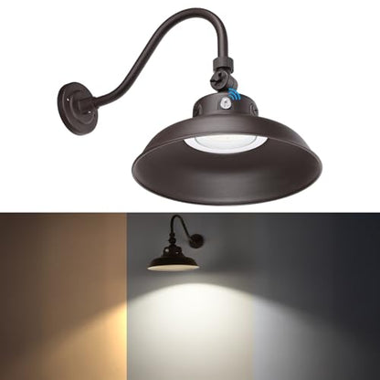 LEONLITE 3CCT 14 Inch Outdoor Barn Light, 120-277V, Integrated LED, Brown - color: Brown