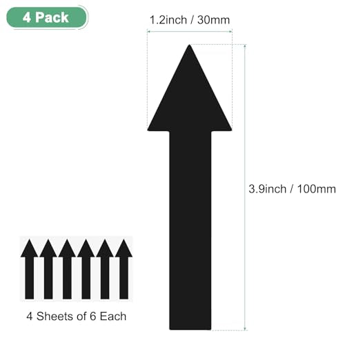 M METERXITY 4-Pack Arrow Sticker, 4 x 1 Inch/ 100 x 30 mm PVC Waterproof Self-Adhesive Directional Arrows Removable Directional Floor Decal Stickers for Wall Marking/Road Sign [Black] - color: Black