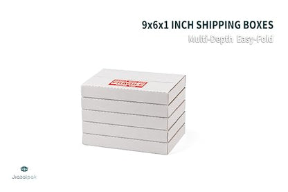 9x6x1 Inch Shipping Boxes for DVDs, CDs, Books Mailing, 50 Pack - color: White