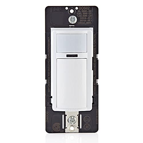 Leviton Motion Sensor Light Switch, Motion Activated, Auto-On/Auto-Off or Manual-On, 2A, No Neutral Wire Required, Single Pole, DOS02-LW, White - color: White