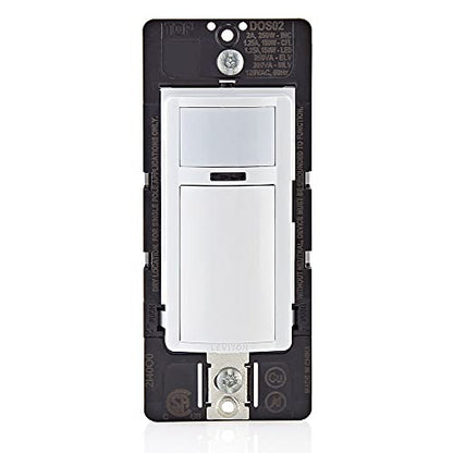 Leviton Motion Sensor Light Switch, Motion Activated, Auto-On/Auto-Off or Manual-On, 2A, No Neutral Wire Required, Single Pole, DOS02-LW, White - color: White