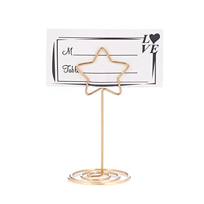 12pcs Table Number Holders Metal, 3.35 inch Place Card Stands for Wedding Centerpieces, Birthday Party - Table Card & Photo Picture Holders (Gold-Star Shaped) - color: Gold-Star Shaped