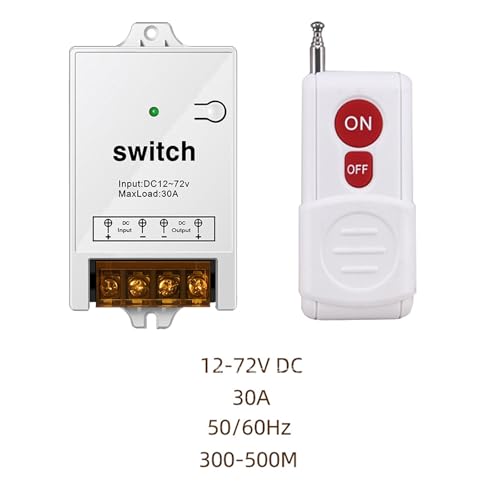 Wireless Remote Switch, DC12-72V On/Off Switch for Anti-Theft Alarms, Security Systems Roller Lind Door, etc